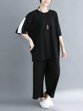 Two-Pieces Loose Colorblock T-Shirt And Pants Set
